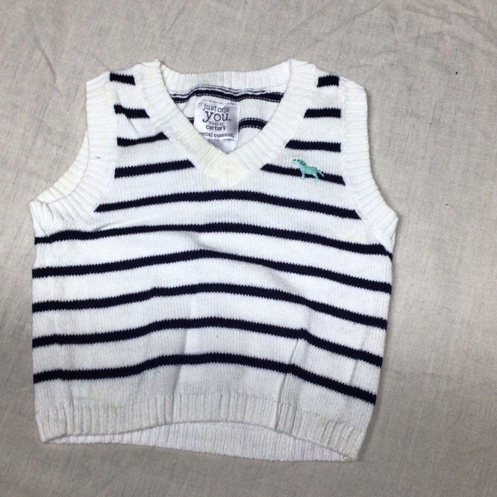 Carter's Navy and White Striped Sweater Vest
